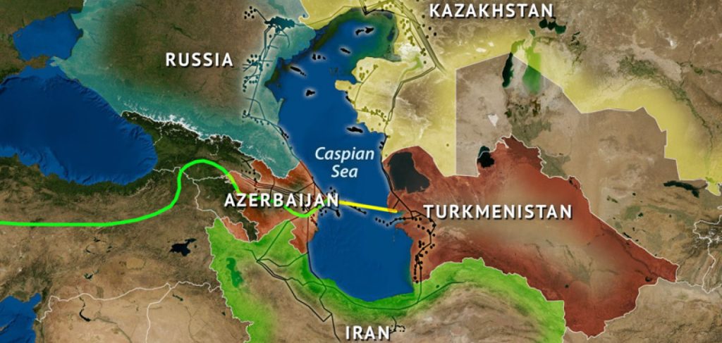 Which countries are exploiting the Caspian Sea?